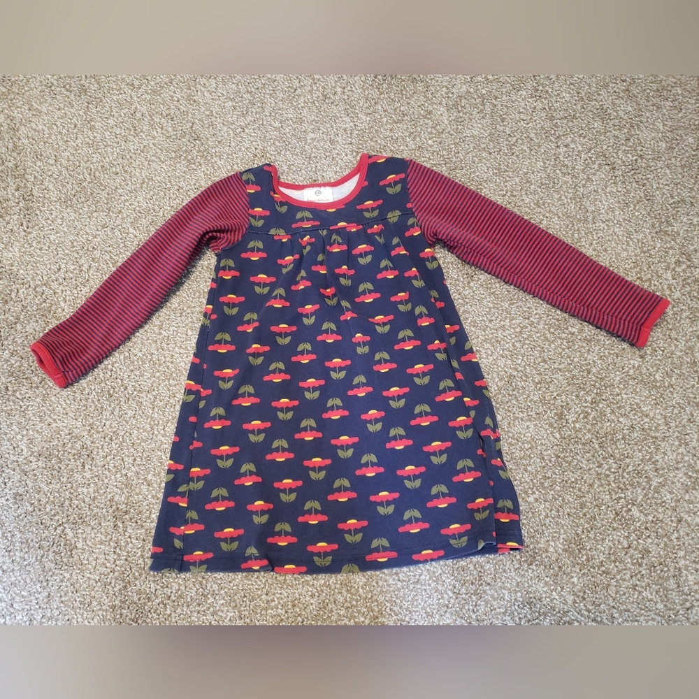Hanna Andersson Girls Long Sleeve Dress Navy Red Floral Size 110 / US 5
